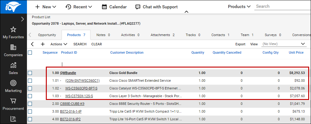 QuoteWerks Creates/Updates Bundles/Groups in ConnectWise