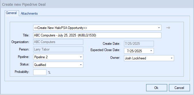 QuoteWerks Creates/Updates Sales Deals in Pipedrive