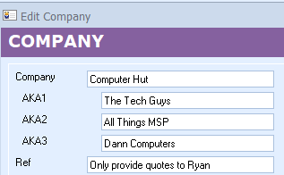 Productivity Feature: Company AKA