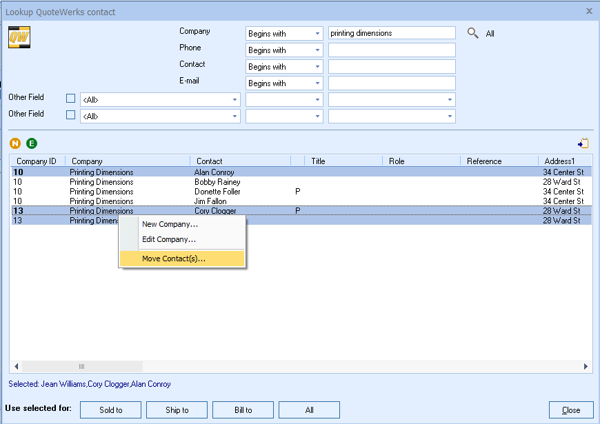 QuoteWerks Productivity Feature: Move Contact