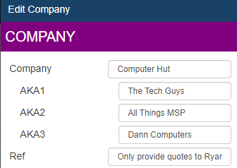 Productivity Feature: Company AKA